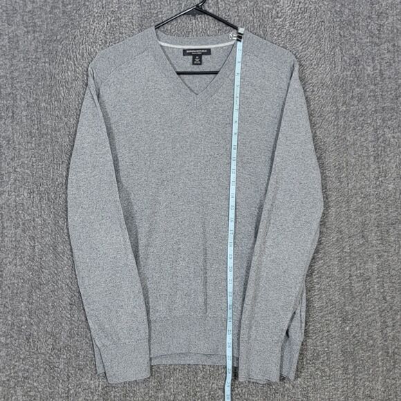 Banana Republic Sweater Mens Medium Gray Silk Linen Blend Long Sleeve V Neck - Picture 3 of 12